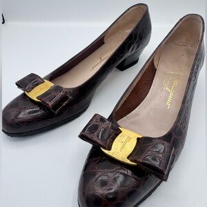 Salvatore Ferragamo Vara Croc Pumps